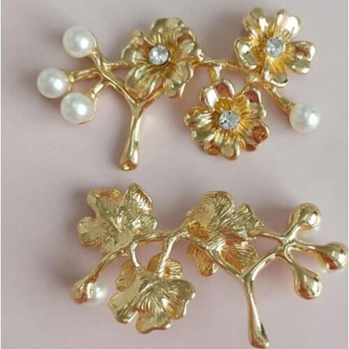 10 PCS 30*53 mm Metal Tree Branch Inlaid With Imitation Pearl Flower Decorations Handmade DIY Jewelry Making Accessories