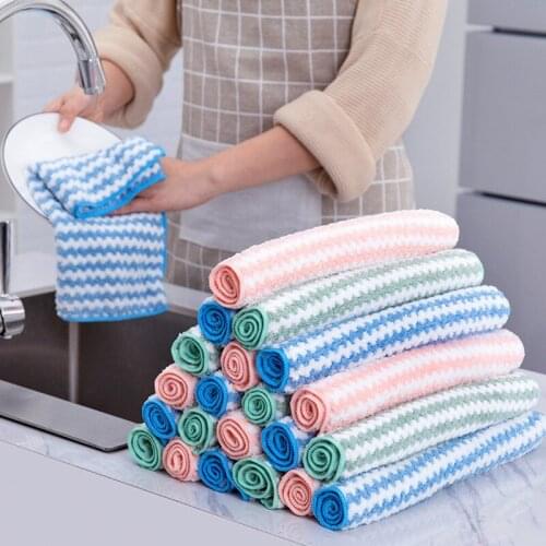 3PCS Strong cleaning cloth Microfiber kitchen cleaning Towel dishwashing non-stick oil rag household bathroom clean dish cloth