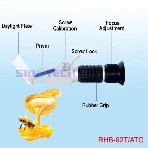 6pcs/lot hand heldHoney Refractometer brix RHBN-92ATC BUILT-IN CALIBRATION KNOB