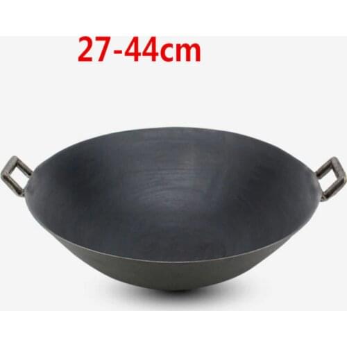 Double ear cast iron wok cooking pot no coating non stick classical camping outdoor Chinese Gas Cooker Cookware wok pan fry pan