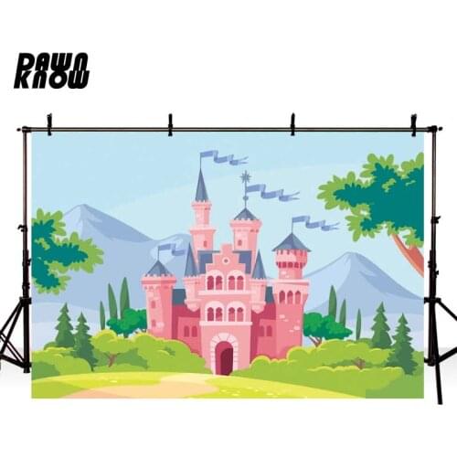 DAWNKNOW Cartoon Tree Castle Photography Background Baby Kids Photocall Photo Shoot Backdrop Children Photo Studio GY042