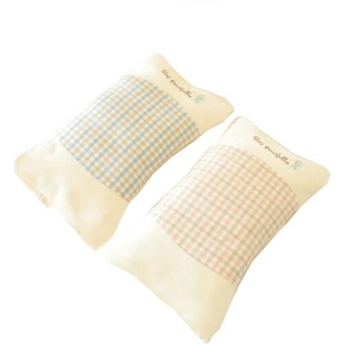 Baby Plaid Pillow Cool Summer Head Memory Pillow Removable Washable Bamboo Fiber 2021