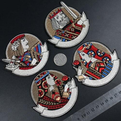 European Kings and Kings playing cards embroidery patch applique decoration badges for childrens T-shirts can be washed