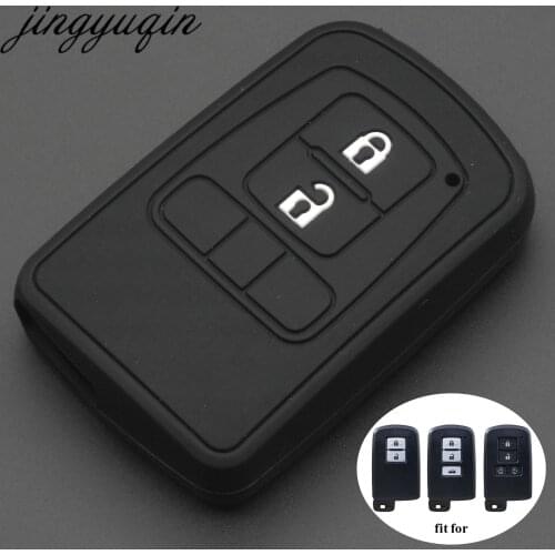 Jingyuqin 10Pcs Silicone Carbon Car key Cover for Toyota Camry Sienna Noah Voxy Avalon Auris Crown Land Cruiser Smart fob Case