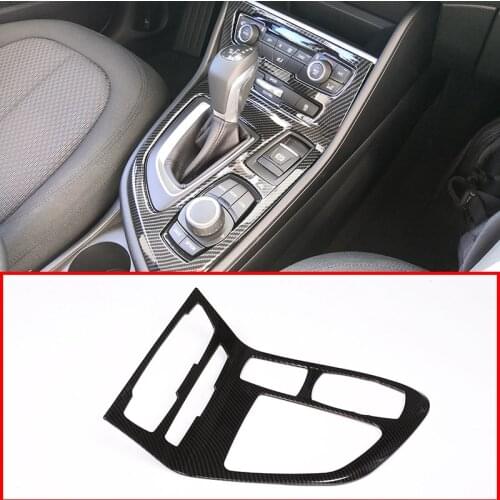 Carbon Fiber Style For BMW 218i Gran Tourer F45 F46 2015-2018 ABS Chrome Center Console Gear Shift Frame Cover Trim