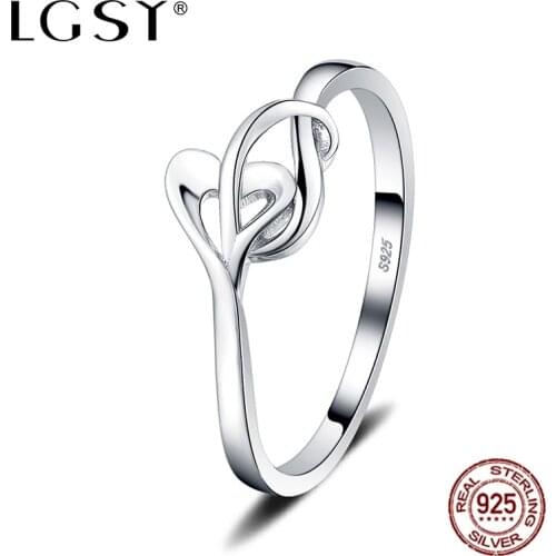 LGSY Fine Jewelry 925 Sterling Silver Rings Popular Heart-Shaped Rings Design Fashion Jewelry Ring Silverware For Girls DR1150