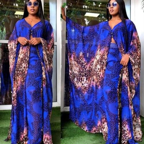 2 Piece Set Women Africa Clothes African Dashiki New Fashion Two Piece Suit Long Tops And Wide Pants Party Plus Size For Lady