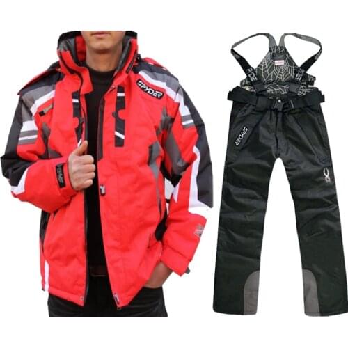 Ski Suit Coat Waterproof Cold-Proof Super Warm Mens Ski Clothes Windproof Snowboarding Set