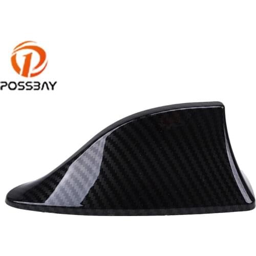POSSBAY Car Shark Fin Antenna Signal Aerials for Ford VW BMW Hyundai Benz Auto Radio Aerial Imitation Carbon Fiber Antennas