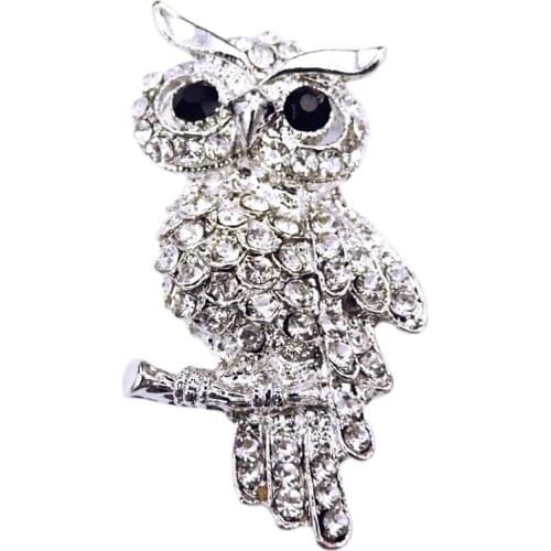 Fashion Owl Style Shiny Crystal Inlay Lady Jewelry Rhinestone Brooches For Wedding Jewelry