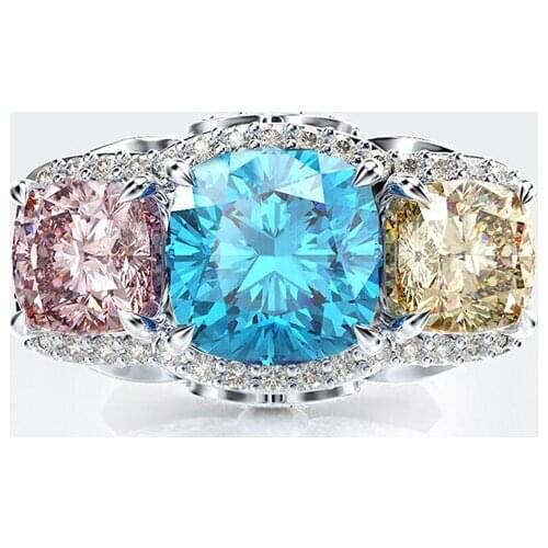 Trendy 100% 925 Sterling Silver Created Sapphire Gemstone Engagement Rings High Quality Anniversary Jewelry Fine Jewelry Gift