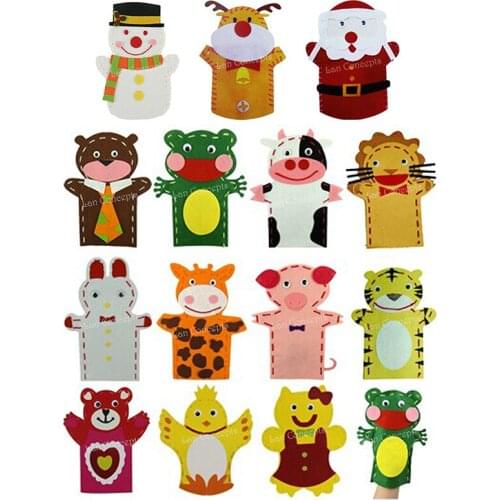 Wholesale Craft Kit Non-woven Felt Hand Puppet for Kids DIY craftwork gift - 40sets/lot mixed design free shipping