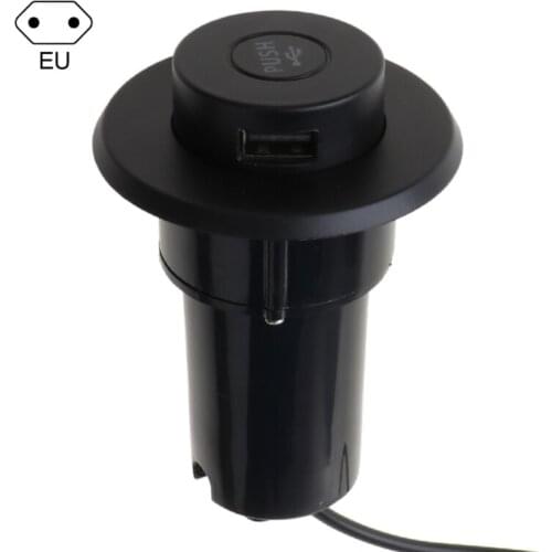 US/EU Plug Desk Hole Embedded USB Charger Lifting Hidden Extension Hub Adapter G88D