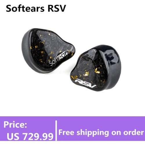 Softears RSV RS5 5BA IEM Reference Sound Five Series In-Ear Monitor Earphone Satin carbon fiber fragments&Gold foil faceplate