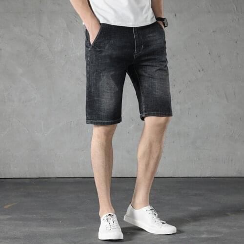 New summer mens thin denim shorts 2019 Fashion Casual Elastic Slim Light Blue Jeans Brand clothes Plus Size 46 48