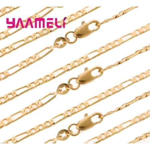 Wholesale 10PCS Figaro Necklace 18-26" Yellow Gold Filled Chain With Lobster Clasps Man Body Jewelry Accessoies Nice
