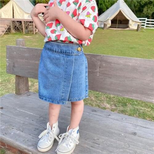 2 3 4 5 6 Years Toddler Girl Skirts Fashion Korean Denim Shorts Skirt for Girl Summer High Quality Baby Girls Culottes 2020 New