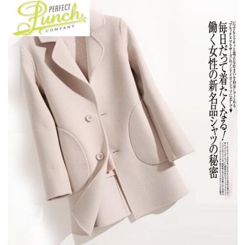 Coat Spring Autumn 100% Wool Jacket Korean Fashion Coats and Jackets Women Abrigos Mujer Elegante 1767 KJ5051