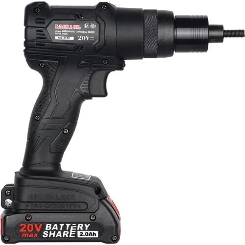 Brushless Electric Ramm Gun 20V Rechargeable Automatic Rivet Nut Gun Rivet Tool M3-M12 2/4Ah Lithium Battery