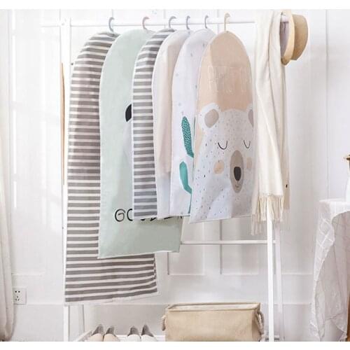 Cartoon Printing PEVA Fabric Dust Water-proof Cover with Zipper for Clothes Garment Jacket T-shirt Coat Suit Protection
