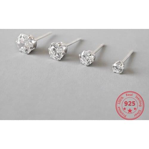 Minimalism Fashion 925 Sterling Silver Zircon Women Ear Stud 3 4 5 6mm Earrings Designer Jewelry Birthday Party Wedding Gifts