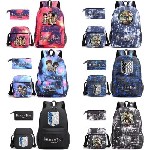 Attack on Titan School Backpacks for Teenage Girls Boys Laptop Backpack Casual Travel Bags Kids Bookbags with Pen Case