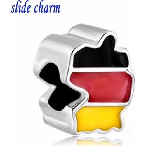 Slide charm Free shipping Patriotic Proud To Be German Flag Country Of German Map Lucky fit Pandora bracelet