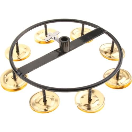 Golden Hi-hat Tambourine With Single Row Steel Jingles For Children Kids Toy