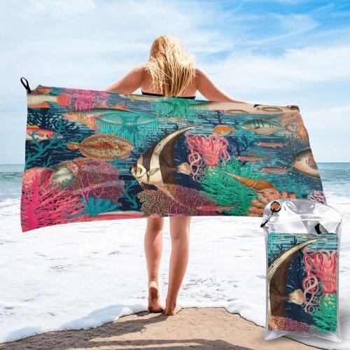 Ultralight Compact Quick Drying Towel Vintage Underwater Creature Microfiber Camping Hiking Hand Face Towel Outdoor Travel Kits