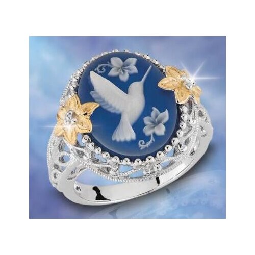 Vintage Luxury Rings for Women Nano Reflection Flying Bird Peace Pigeon Big Ring Anniversary Bridal Party Gift Jewelry