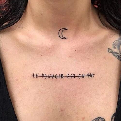 Waterproof Temporary Tattoo Sticker Black Moon Letters Sexy Small Size Body Art Fake Tatto Flash Tatoo Chest Neck for Men Women
