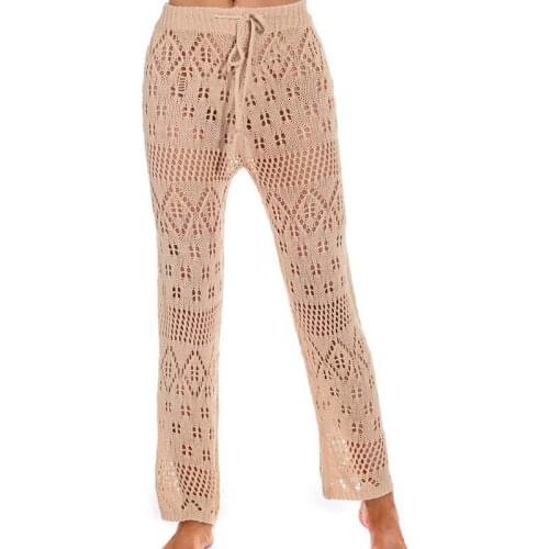 Crochet Beach Cover Up Fishnet Beachwear Women Swimsuit Cover Up Vacation Outfits Summer Beach Pants Cotton Cover Up 2021 New