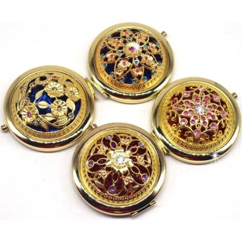 2019 Vintage Gift Hand Mirrors Pocket Mirror Mini Portable Compact Mirror Girl Double-Side Folded Hollow Out Makeup Beauty Tools