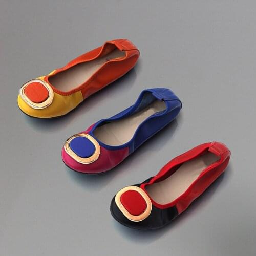 Genuine Leather Shallow Mouth Lady Loafers Shoes Round Toe Comfortable Flat Women Shoes 2020 Spring New Style Women Ballet Flats