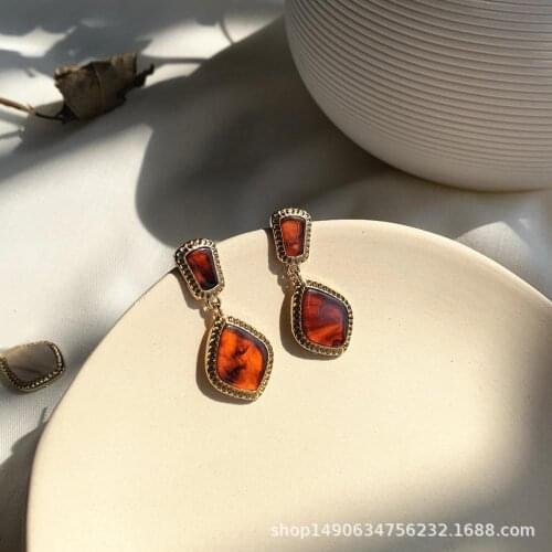 SHELA Resin Zinc Alloy Water Drop Stud Earrings for Women Red White Koean Geometric Fashion Jelwelry Luxury Dangle Pendientes