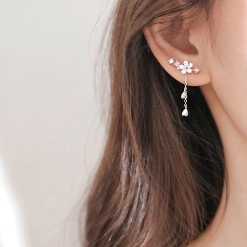 VENTFILLE 925 Sterling Silver Stud Earrings for Women New Trendy Elegant Flowers Tassel Party Jewelry Wholesale