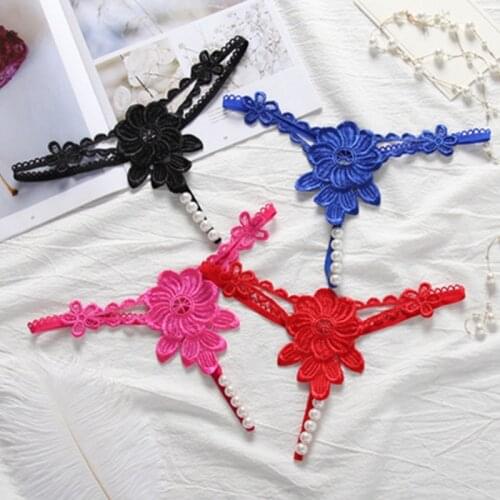 Womens Erotic Pearl Panties Underwear Sexy Women Thong Low Rise G String Female Fashion Gstring Ladies Belts T-back Beading