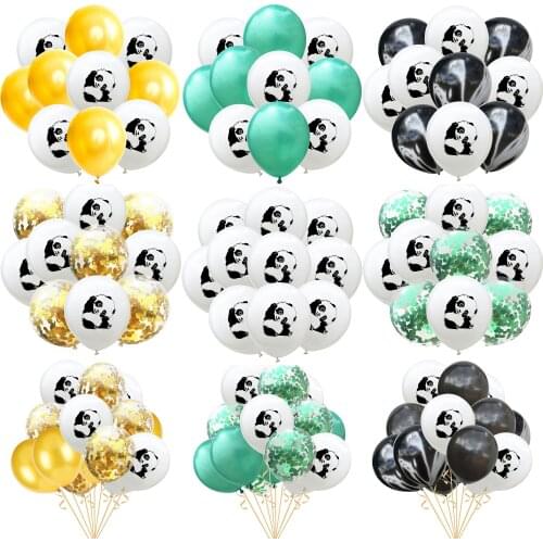 10pcs/15pcs Agate Color Kawaii Panda Round Latex Confetti Balloon Set Baby Shower Birthday Party Childrens Day Decor Ballons