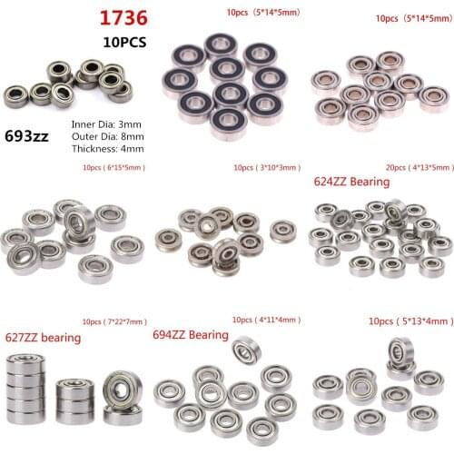 10pc 693ZZ 605RS 698ZZ 624ZZ 694ZZ 695ZZ 696ZZ Miniature Ball Bearings Small Double Shielded