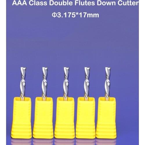 10pcs Tungsten Solide Carbide Double Flute Sprial Bits Left Hand Down Cutting Tools Left Cutting Bits 3.175mm CEL 17mm