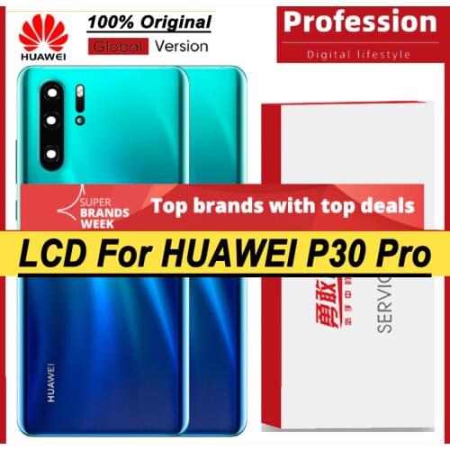 100% Original for Huawei P30 Pro Back Battery Cover Rear Glass Door Panel Case Battery Cover with Camera Lens