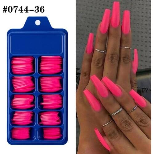 100pc/box Long Ballerina Coffin Fake Nails Tips Clear Nature Color ABS Full Cover Fasle Nails Manicure Acrylic Nail Art Tools