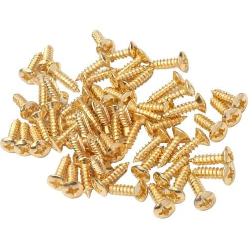 100pcs Iron Guitars Pickguard Scratch Plate Mounting Screws M3, Golden