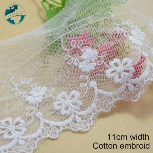 3yards 11cm white lace cotton embroidery lace french lace ribbon fabric guipure diy trims warp knitting sewing Accessories#3058