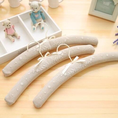41cm 5 pcs/lot European Style Sponge Padded Cloth Hanger Sunflower Embroidery Covered Clothing Hangers Garment Store