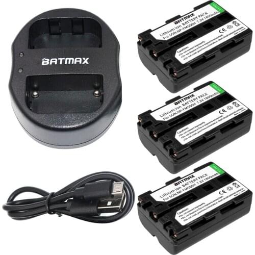 Batmax 3x Battery Pack NP-FM500H+NPFM500H NP FM500H Dual USB Battery Charger for Sony A57 A65 A77 A350 A550 A580 Digital Battery