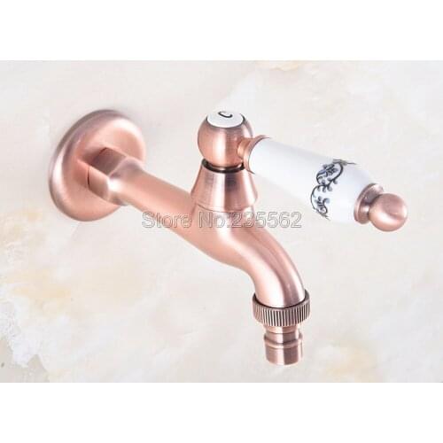 Antique Red Copper Ceramic Handle Laundry Sink Cold Water Tap and Washing Machine Faucet /Garden Water Taps Lav327