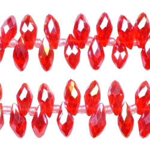 5x7mm/6x12mm Red AB Color Waterdrop Austrian Crystal Beads Plating Teardrop Glass Bead For Jewelry Making Bracelet DIY Necklace