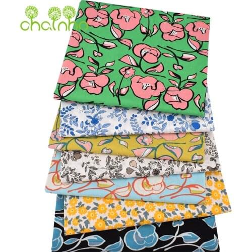 Chainho,Printed Plain Cotton Fabric,DIY Sewing Quilting Poplin Material For Baby &Childrens Shirt,Skirt,Blooming Flowers Series