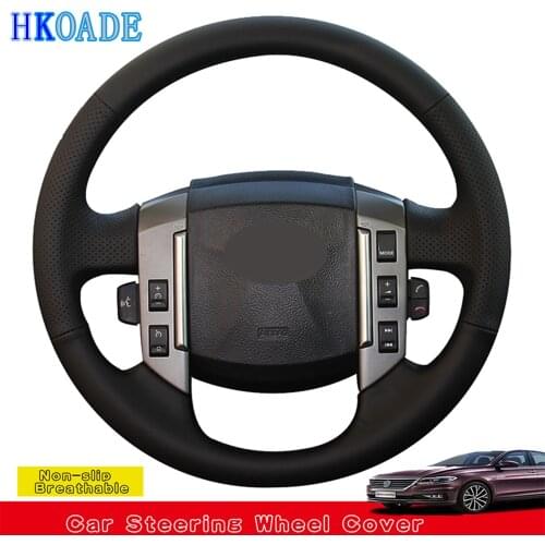 HKOADE Black Hige Soft Artificial Leather Hand-stitched Car Steering Wheel Cover For Land Rover Old Range Rover Sport 2005-2008